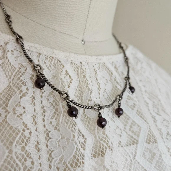 Rare Retired James Avery Garnet Necklace and Earring Set - Picture 5 of 8